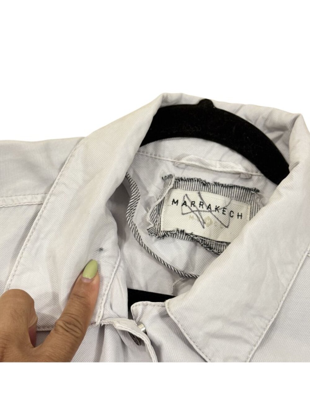 Marrakech – Women’s Light Gray Rhinestone Utility Jacket Shacket – Size M - Picture 12 of 12